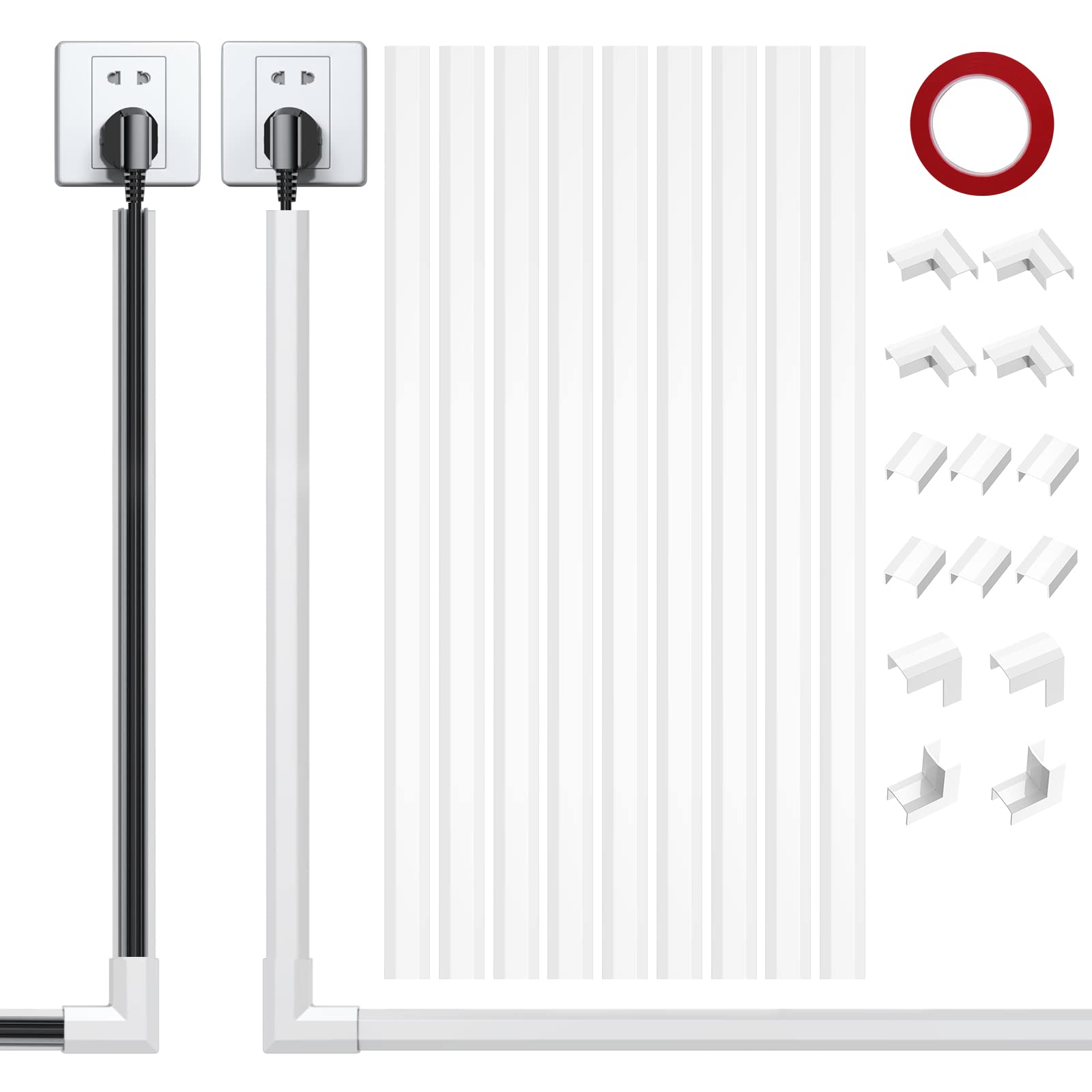 

Wire Cover, Cable Cover, Concealed Wire Cover, Cord Protector, Cable Cover, Cable Cover, Easy Installation (White, 10-Piece Set, 401.50.9cm)