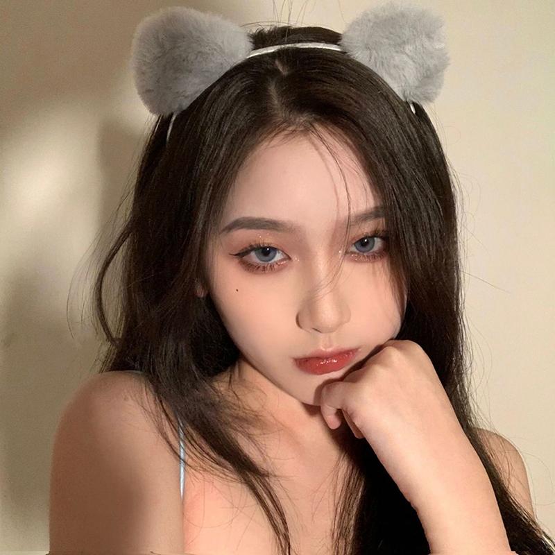Fascia con Orecchie da Gatto per Donna Cartone Animato Peluche Fascia per Capelli Anime Cosplay Viso Carino Cerchietto per Capelli Copricapo Ragazze Accessori per Capelli