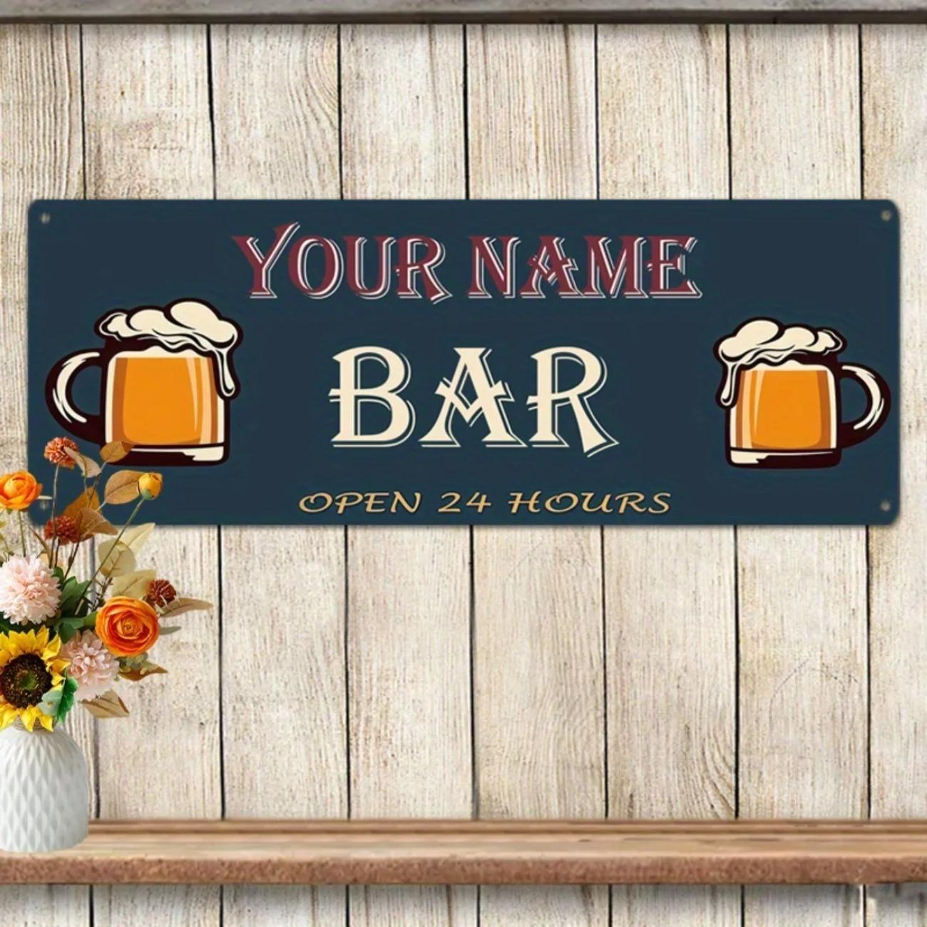 

Personalized Retro Floral Metal Bar Sign Man Cave Home Pub Decor білий