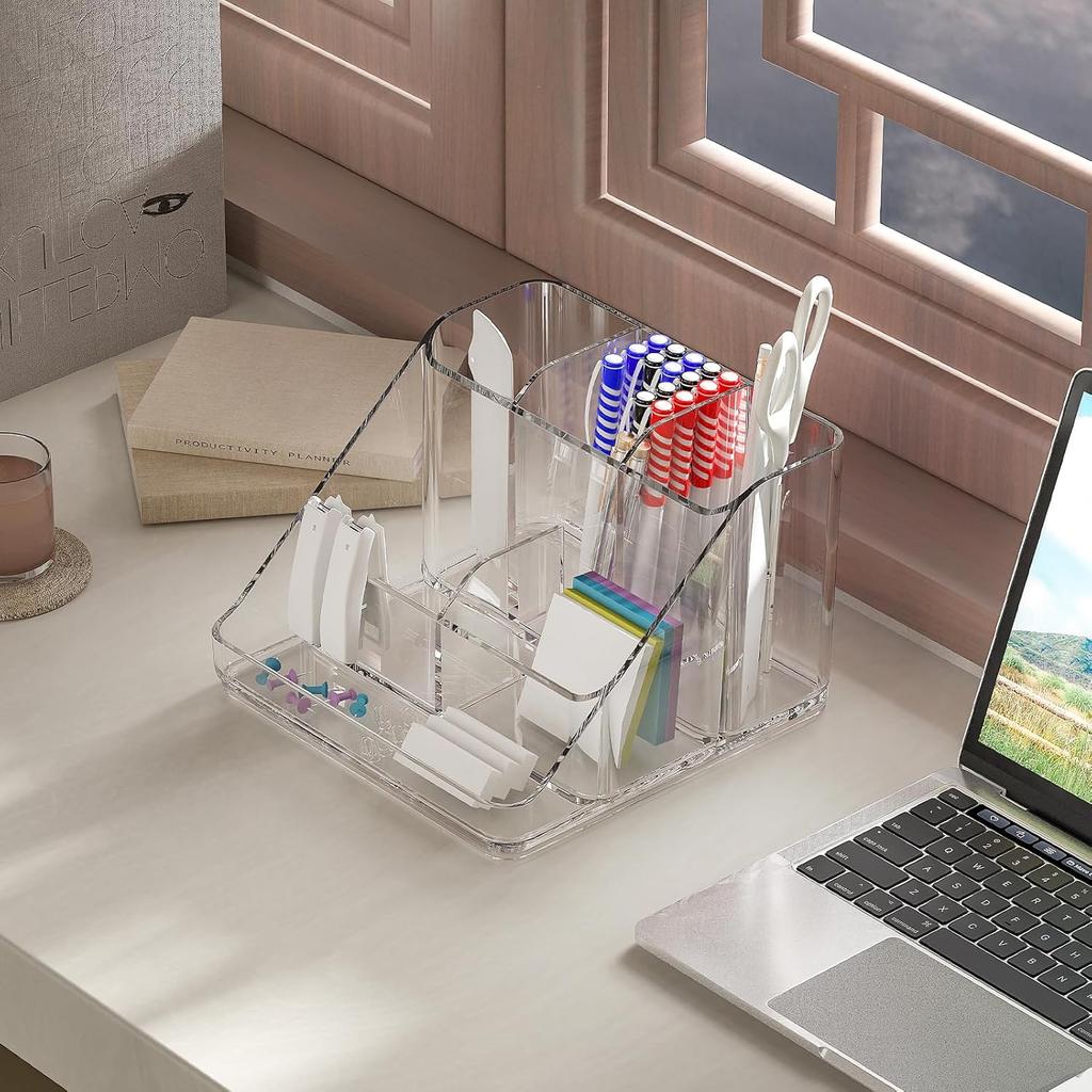 Ettori APLOP Makeup Organizer Tray, 6-Compartment Vanity Makeup Organizer for Jewelry, Hair Accessories, Bathroom Counter or Dresser