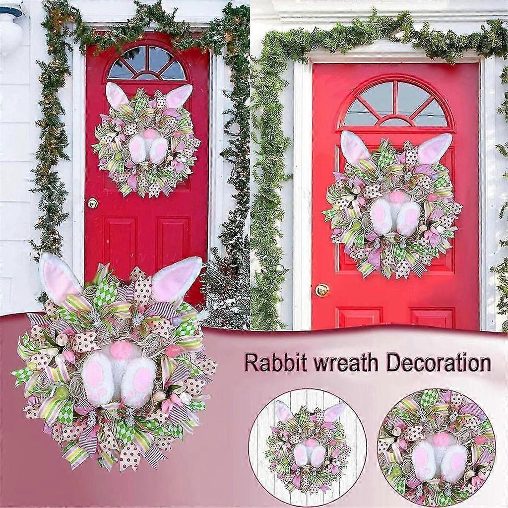 Easter Wreaths for Front Door, Rabbit Wreaths with Bunny Ears, Spring Easter Wreaths Rabbit Garland