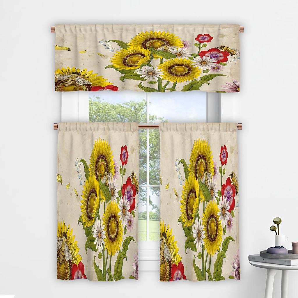3D Floral Pattern Digital Print Kitchen Valance