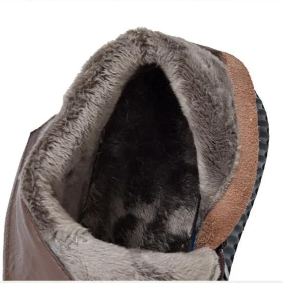 Johnature Plush Genuine Leather Women's Cotton Boots Casual Side Zipper Thick Soled Wedges Short Boots