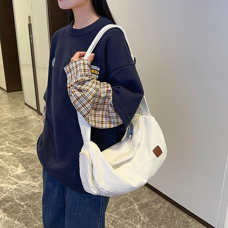 Shoulder Bag Men'S Trendy Brand Messenger Bag Retro Simple Canvas Bag Large Capacity Student Commuter Mailman Bag Women