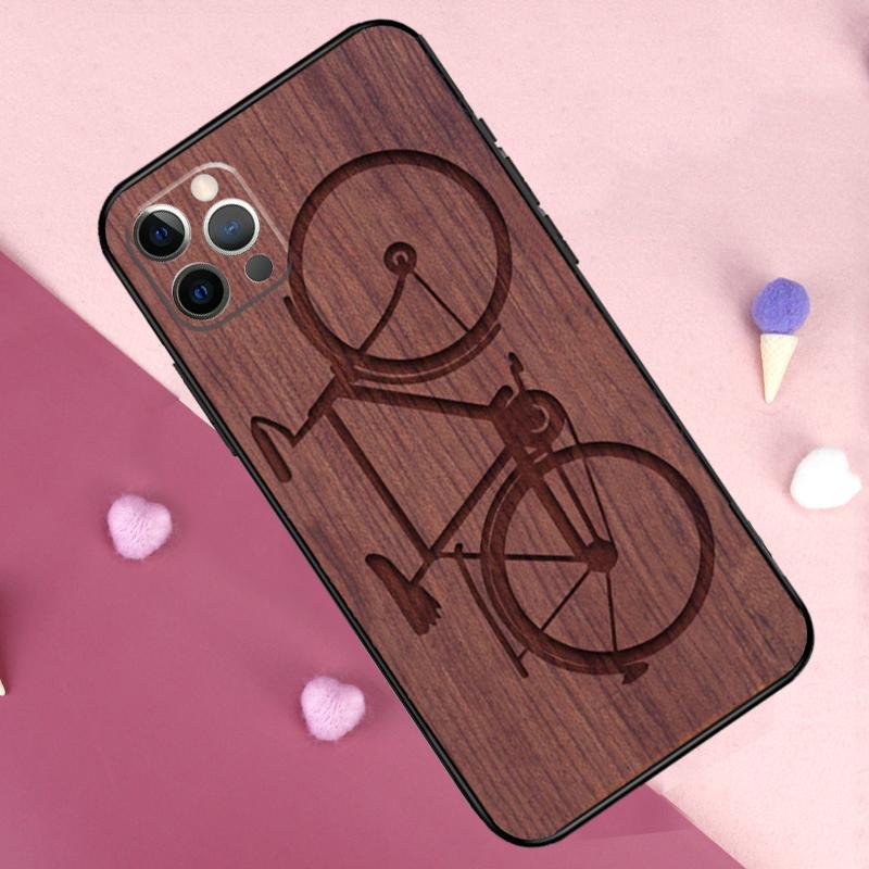 Wolf Bike Butterfly Wood Phone Case For iPhone 17 Pro Max 11 14 15 16 Pro Max Plus 13 12 Mini 16e 17 Air Back Cover