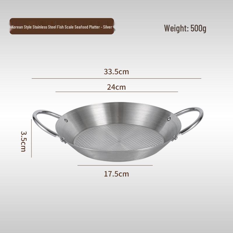 Stainless Steel Double Ear Flat Bottom Plate for Seafood, Spicy Crayfish, Pasta, and Fried Chicken.