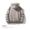 Winter Hooded Puffer Jacket Men Women Faux Fur Trim Oversized Cotton-Padded Coat Streetwear Style Warm Thick Outerwear