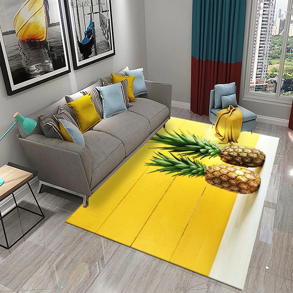 Zabawny Dywan Ananas 3D Dywany ze Wzorem Świeżych Owoców Dywan do Salonu Dywanik Podłogowy do Pokoju Dziecięcego Dywan Okno Przy Łóżku Wystrój Domu