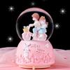 Cartoon Couple Crystal Ball Resin Snow Globe Music Box Toy