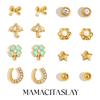 MamacitaSlay 316L Stainless Steel Enamel Star Flower Earrings 3PCS Party Waterproof Jewelry Set Women's Charm Accessories Gift