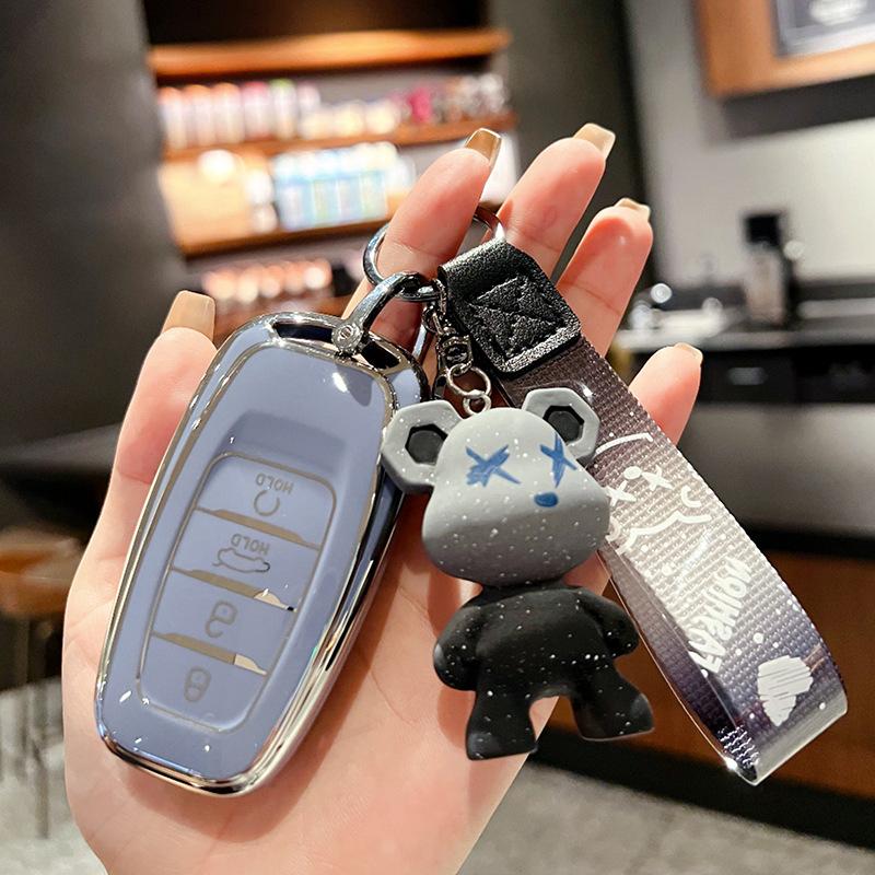Suitable for Hongqi H5 Key Cover H7 HS5 HS7 New Energy EHS3 Car Leather Men's and Women's Keychain Case