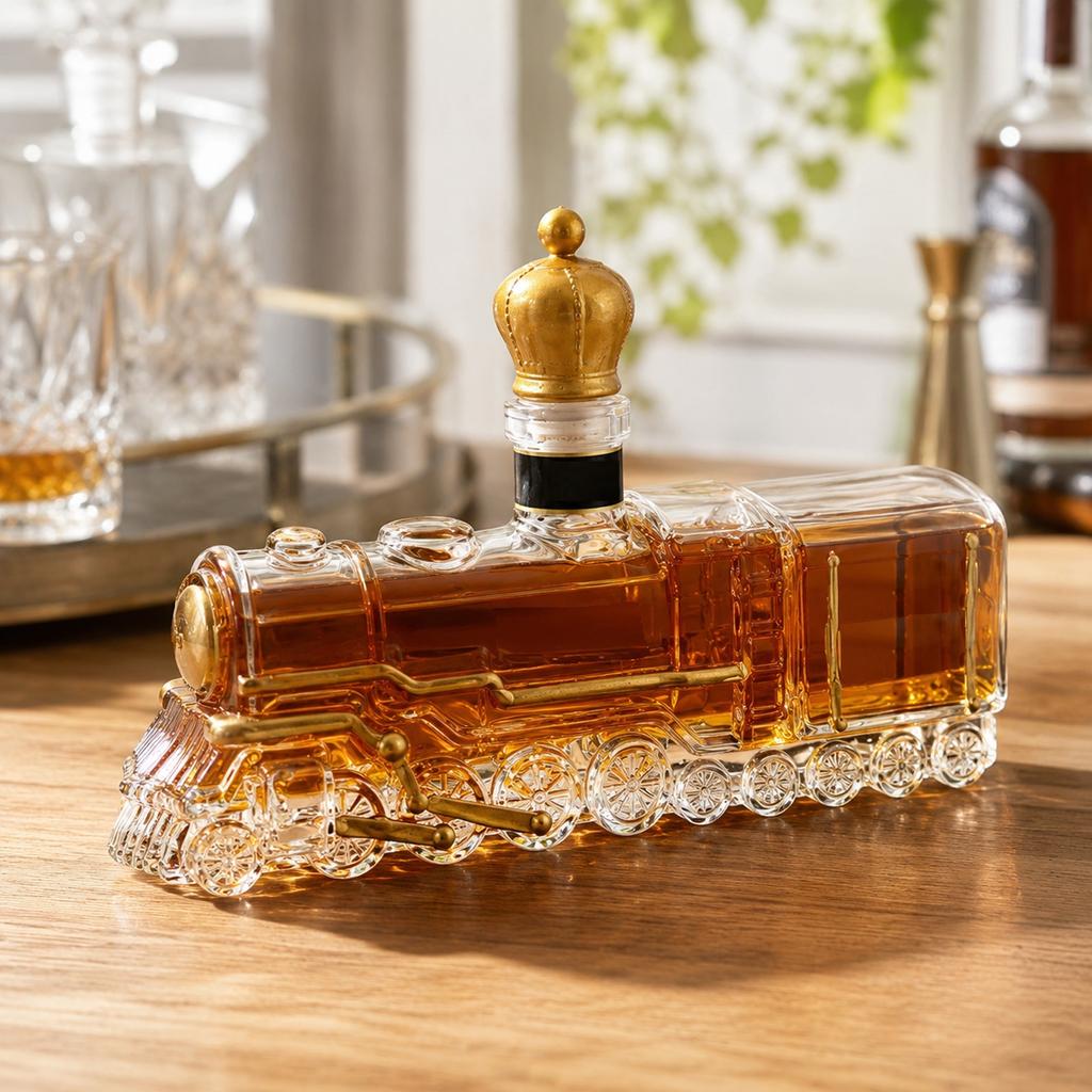 Retro Train Shaped Decorative Wine Holder Barware Ornament for Home Display