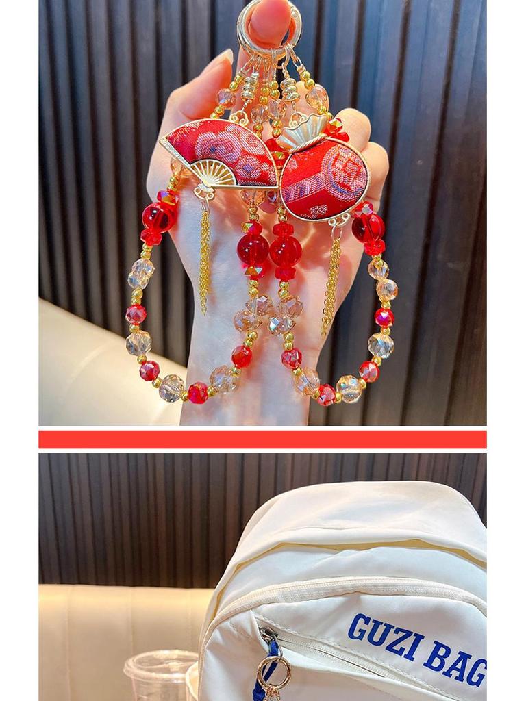 Song Brocade Fan Keychain & Cute Lucky Bag Pendant - Small Gift & Phone Charm