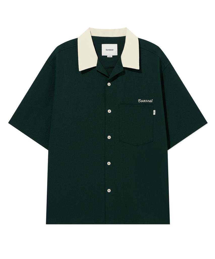 COVERNAT Lettering Half Shirt Green