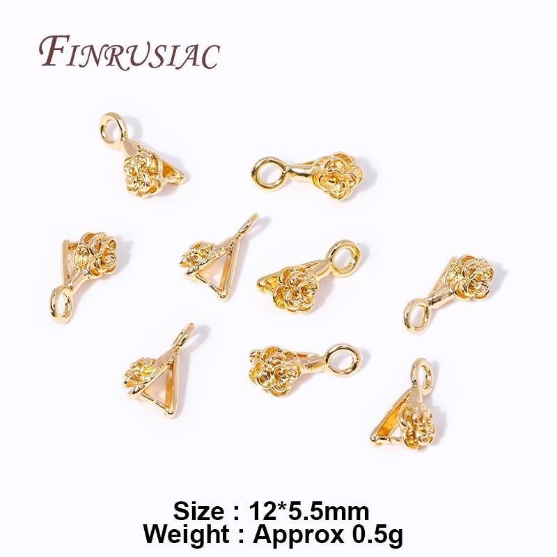 Jewelry Clamp Pinch Clip Bail Hooks Accessories 18K Gold Plated Brass Flowers Charm Pendants Connector For DIY Earrings Making