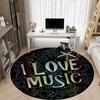 1pc Music Lovers Chair Carpet for Office, Round Polyester Mat, Indoor Decor for Office, Easycare Fabric, Washable Non-slip Area Carpet