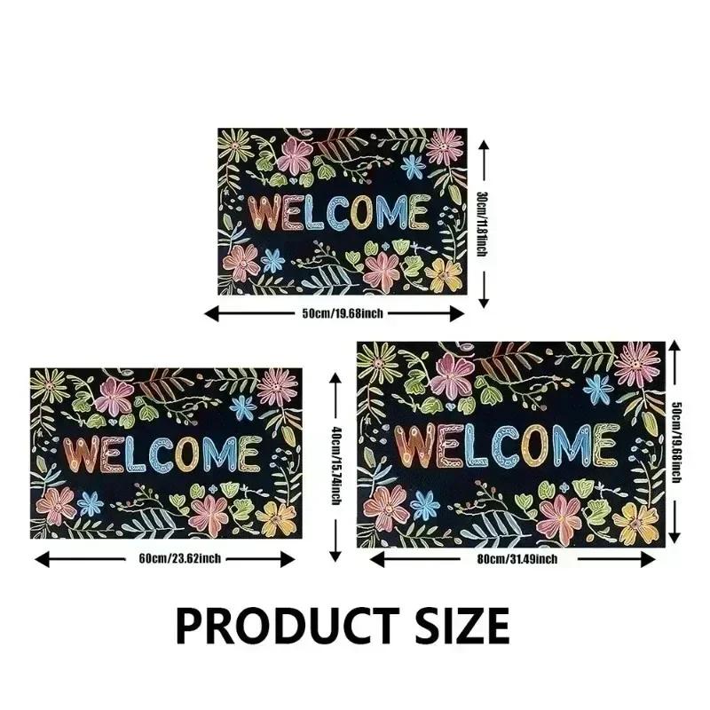 Christmas element Printing Doormat Non-Slip Entrance Rug Merry Christmas for Home Decor Living Room Doorway Indoor Outdoor Use