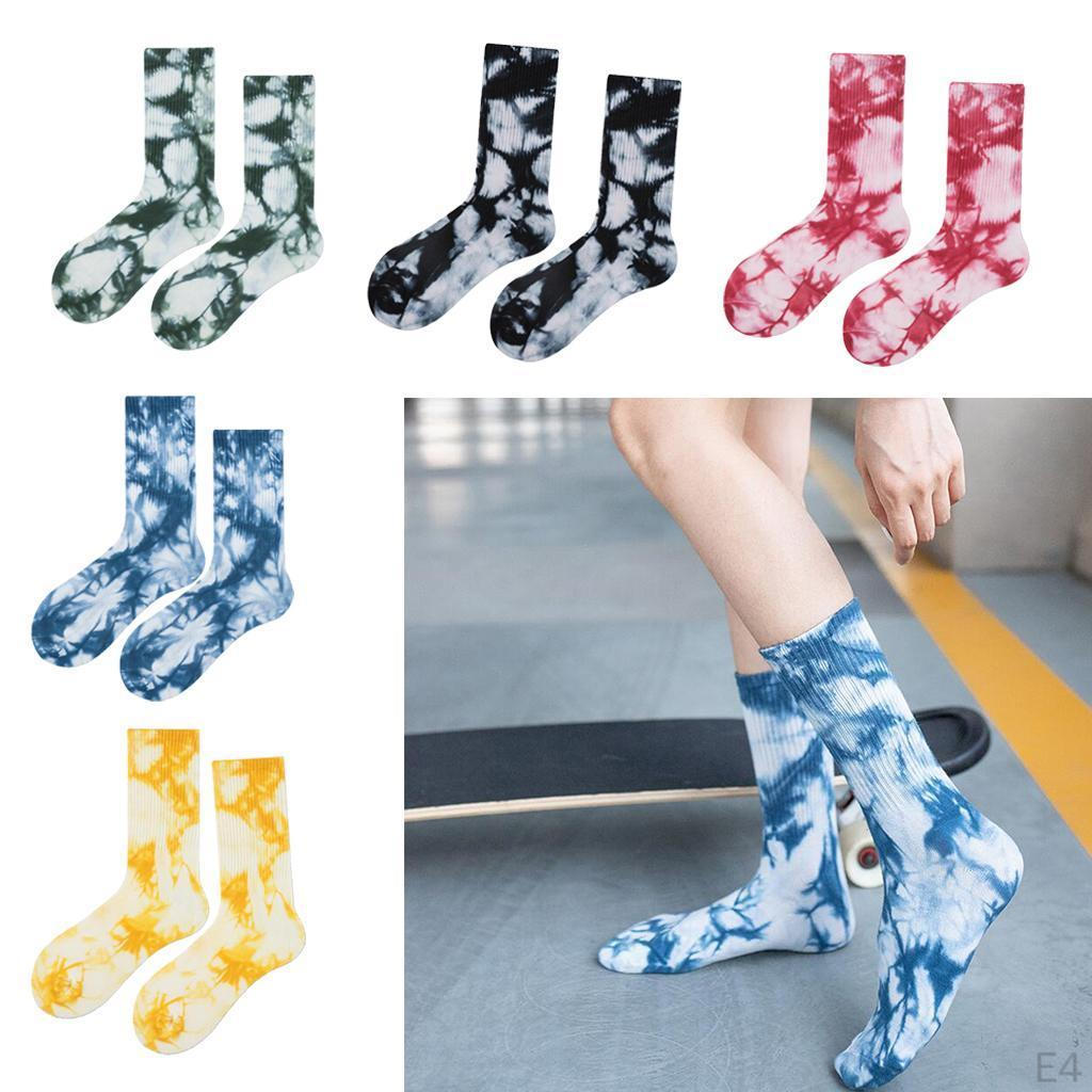 Pair Tie-dyed Crew Hipster Printed Socks