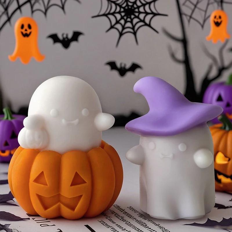 Top Quality Silicone Mold Spooky Halloween Pumpkin Candle Room Aromatherapy DIY Pumpkin Candlestick Candle Mould for Haunted