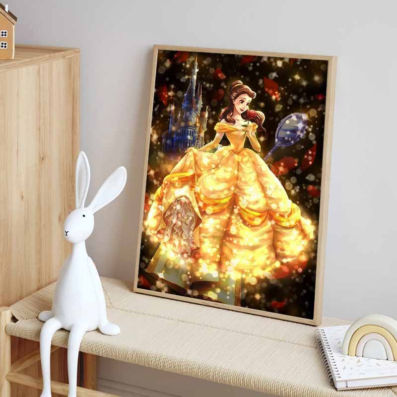 Disney Belle Diamond Painting: A Dreamy Fairy Tale Illustration 5D DIY Rhinestone Diamond Embroidery Cross Stitch Home and Wedding Decoration