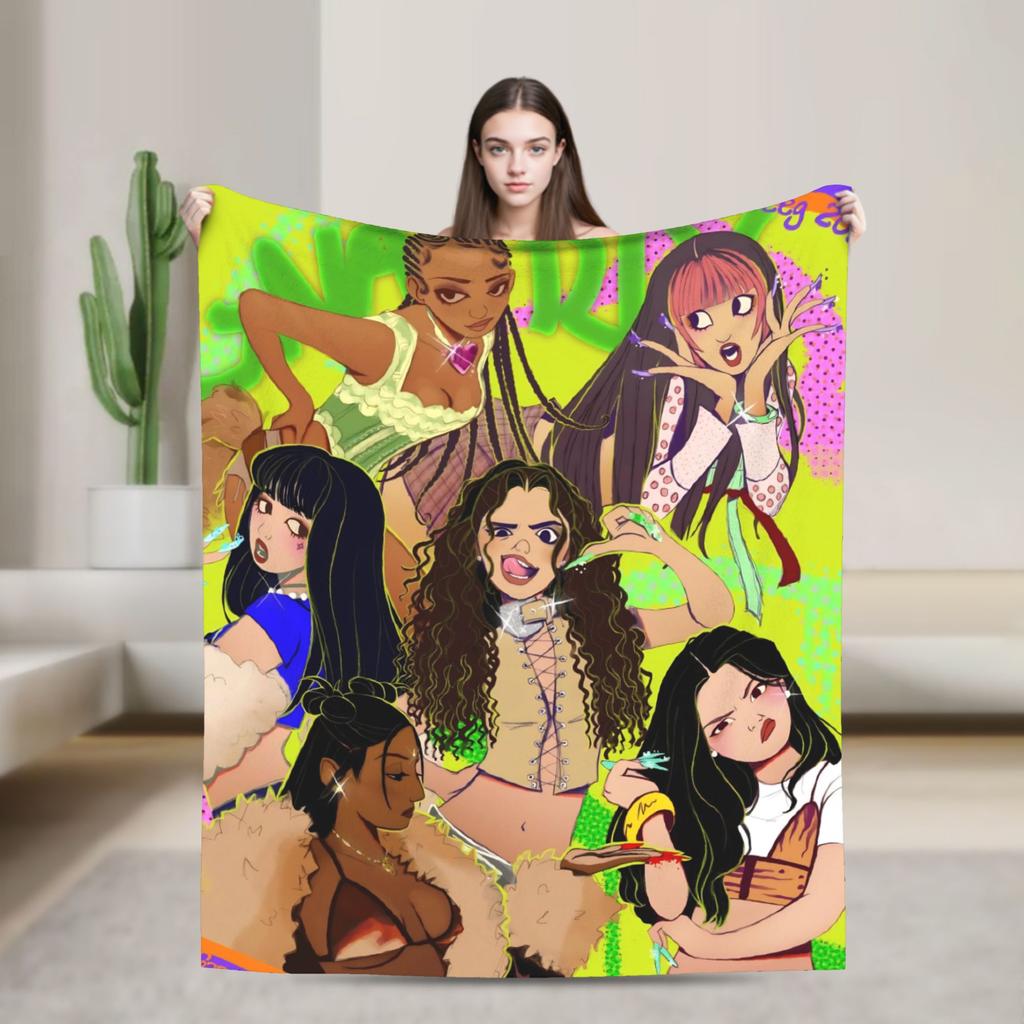 Katseye Kpop Girl Group Blanket Fleece Winter Multi-function Lightweight Thin Throw Blankets for Home Outdoor Rug Piece