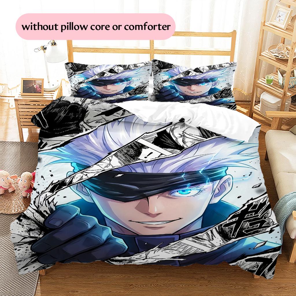 Satoru Gojo Pattern Bedding Quilt Set  Home Decoration  Gift (1 * duvet cover + 2 * pillowcase  without core)