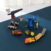 Wooden Train Track Set Magnetic Car Toy Crane Works Rescue Children Assemble Educational Toys For Kids Wooden Rail