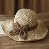 Straw Hat Hand-Knitted Natural Straw Wide Brim UV Protection Foldable Hat Bow Decor Portable Beach Sun Hat