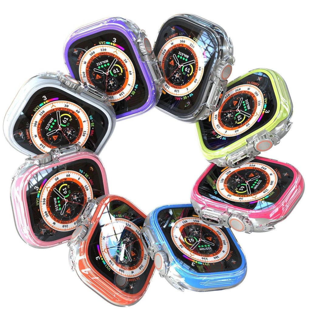 TPU+PC Hülle Für Apple Watch Ultra 2 49mm Serie 9 8 7 6 SE 5 4 45mm 41mm Stoßfänger Rahmen Schutz Hülle Für iwatch 9 6 5 4 se 44mm