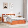Solid Wood Bed with Headboard Wax Brown 140 X 190 Cm Pine