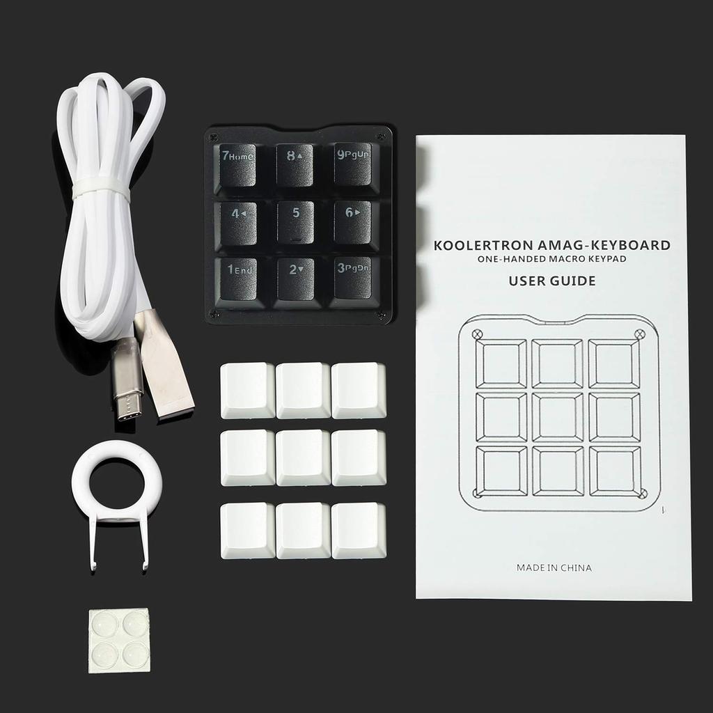 Koolertron Device Macro Mechanical Macro Windows Mac Compatible Left-Hand Keyboard, One-Hand Keyboard, Programmable, 4-Layer Design, Function, RGB,