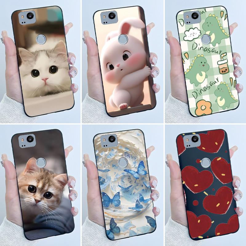 Cute Case For Google Pixel 2 / Pixel 2XL Printing Shell Pixel 1 XL Pixel1 Protective Cover Soft Silicone Cartoon Black Casing