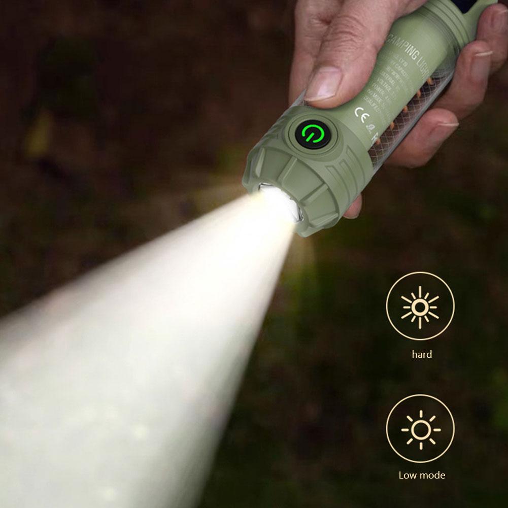 Dual Source Strong LED Lamp Flashlight Waterproof Outdoor Camping Work Light Bright Torch With Hook