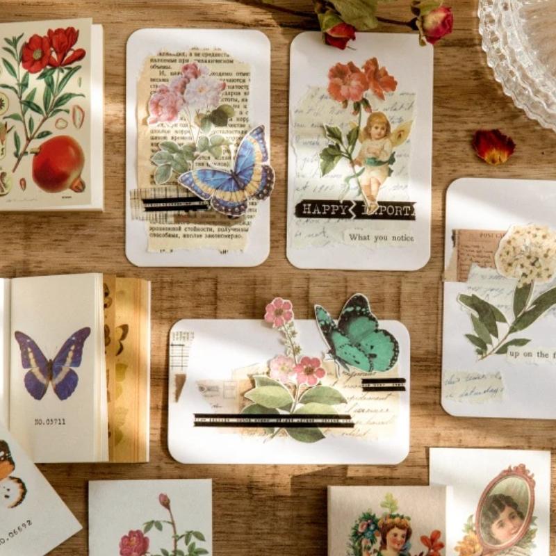 80pcs Scrapbooking Material Paper Rose Plant Fairy Tale Story Labels Decorative Collage Diary Album Craft Supplies