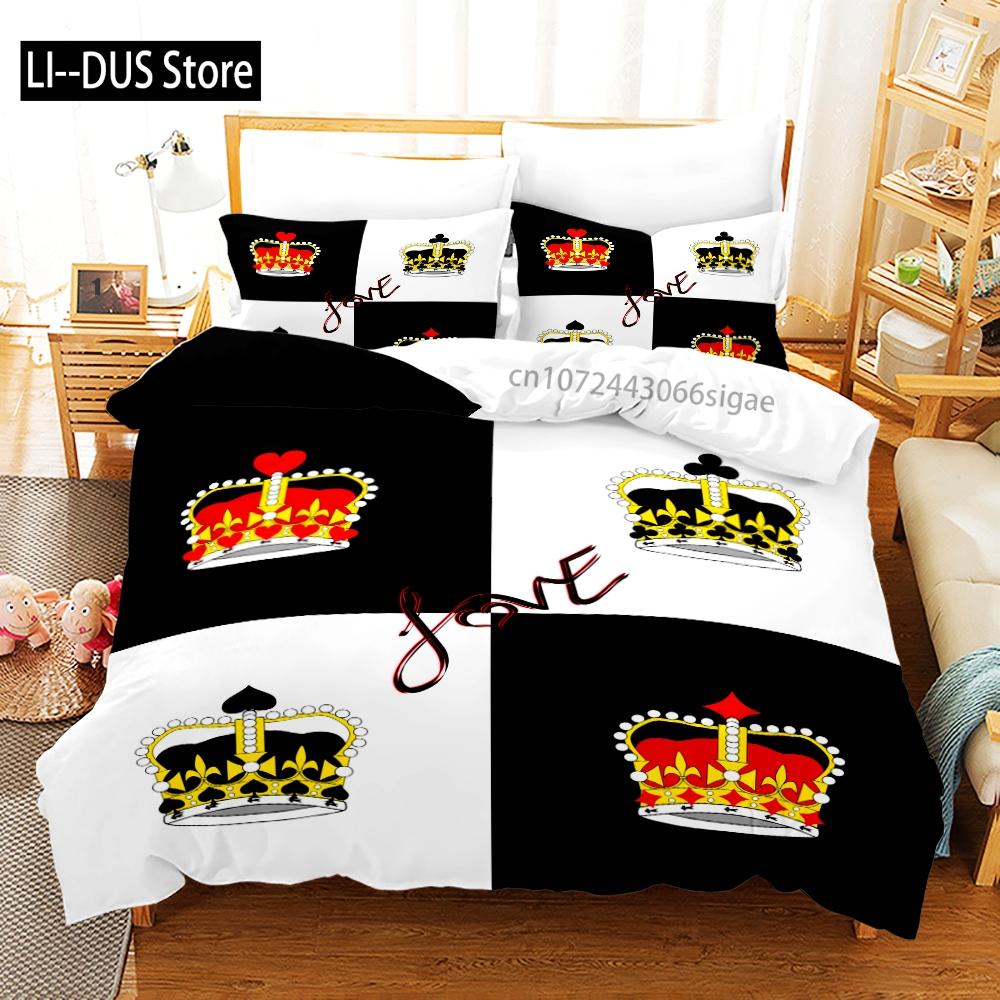 King Queen Lovers Bedding Set Single Twin Full Queen King Size Lover Oil Painting Bed Set Aldult Kid Kawaii Duvetcover 001