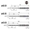 VESSEL Cushion Drill Bit Set for Set Metalworking, 3-piece (2.0, 2.5, 3.0mm) AMD3S-1