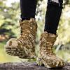 Botas masculinas de deserto Botas masculinas casuais para áreas externas de combate alto Plus Size Camuflagem Khaki Selva Sapatos de caminhada cross-country