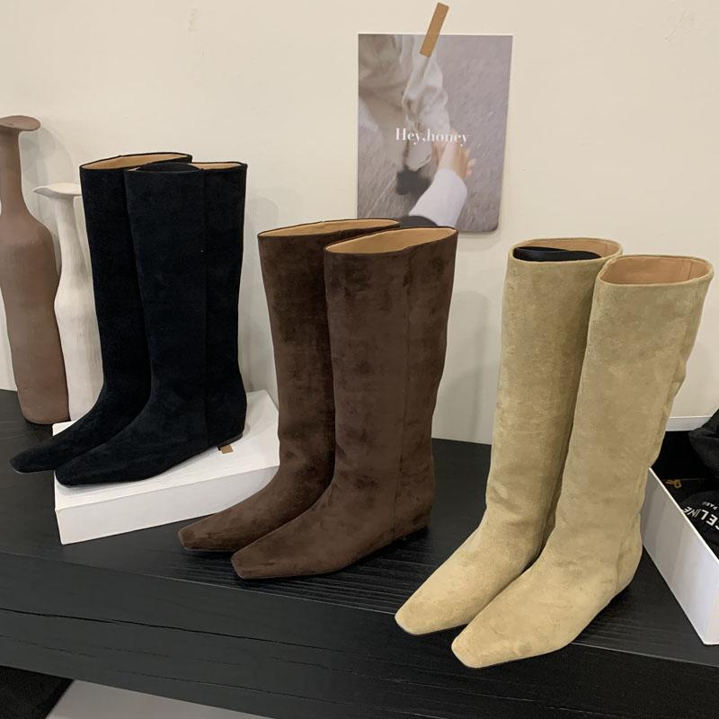 Fashion Eilyken Punk Style Pointed Toe Women Knee-High Boots Fashion Autumn Winter Designer Square Wedges Heels Female Shoes