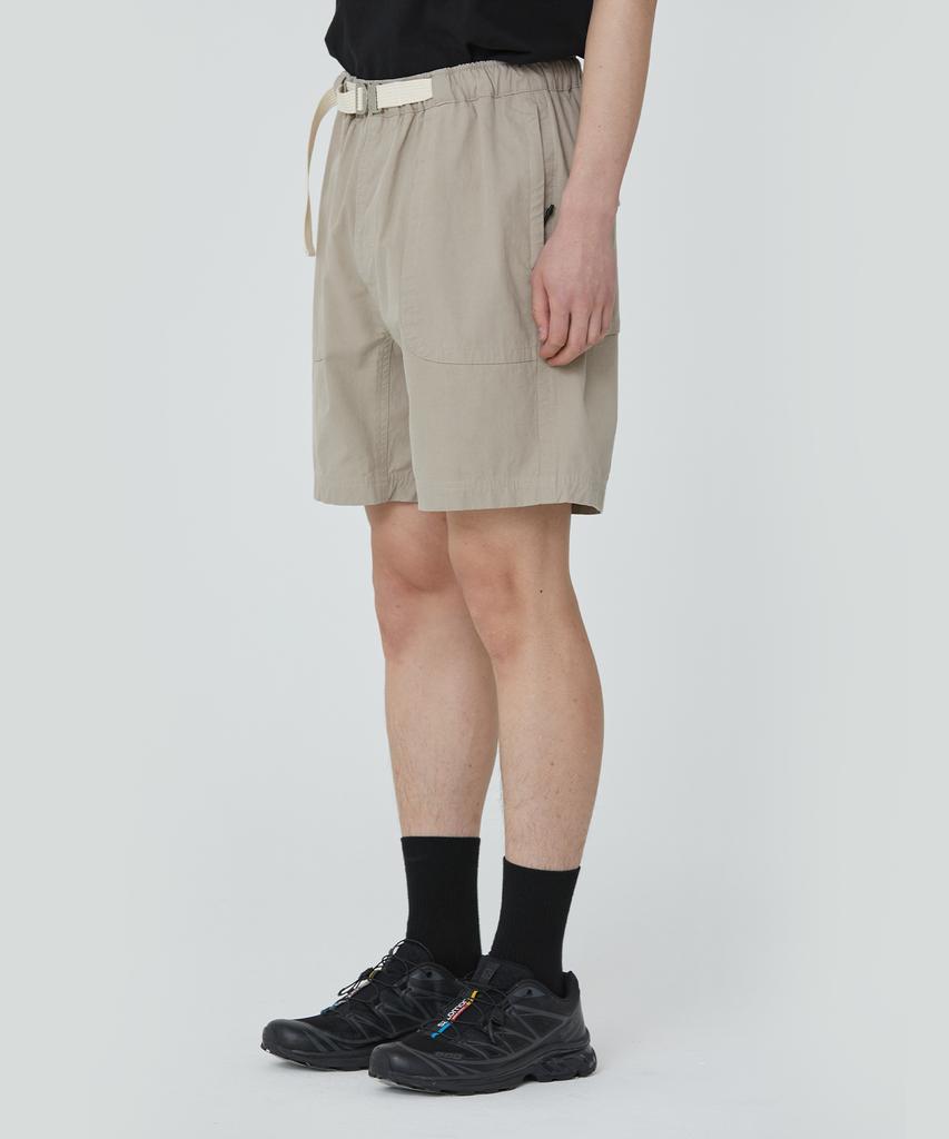 PUBLICFIGURE Cotton Herringbone Half Pants_Beige