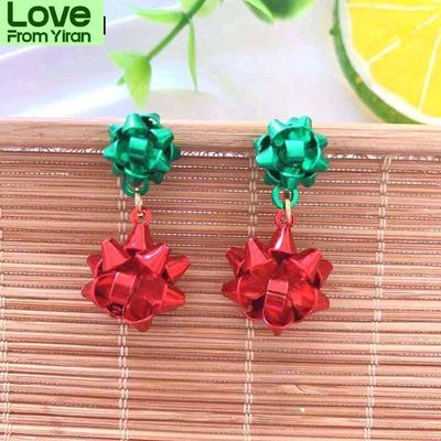 Earrings For Woman Creative Christmas Earrings Simple Metal Flower Geometric Creative Fashion Three -Dimensional Bow Ladies