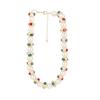 Vintage Heavy Craftsmanship Glass Pearls Necklace With Red Green Gemstones Designs Zinc Alloy Jewelry for Women