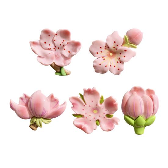 3D Cherry Blossom Refrigerator Magnet Resin Pink Flower Decorative Fridge Magnet Memo Notes Photo Holder for Home Kitchen Office