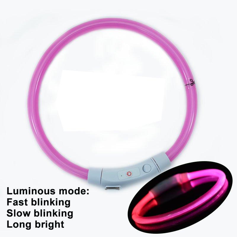 USB-C Rechargeable LED Dog Collar Glowing Pet Necklace Adjustable Waterproof Night Safety Collar