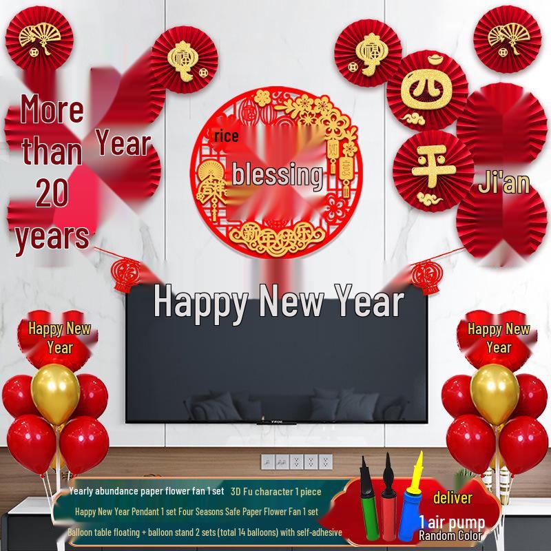 New Year Spring Festival Paper Fan Flower Decorations for Store and Home