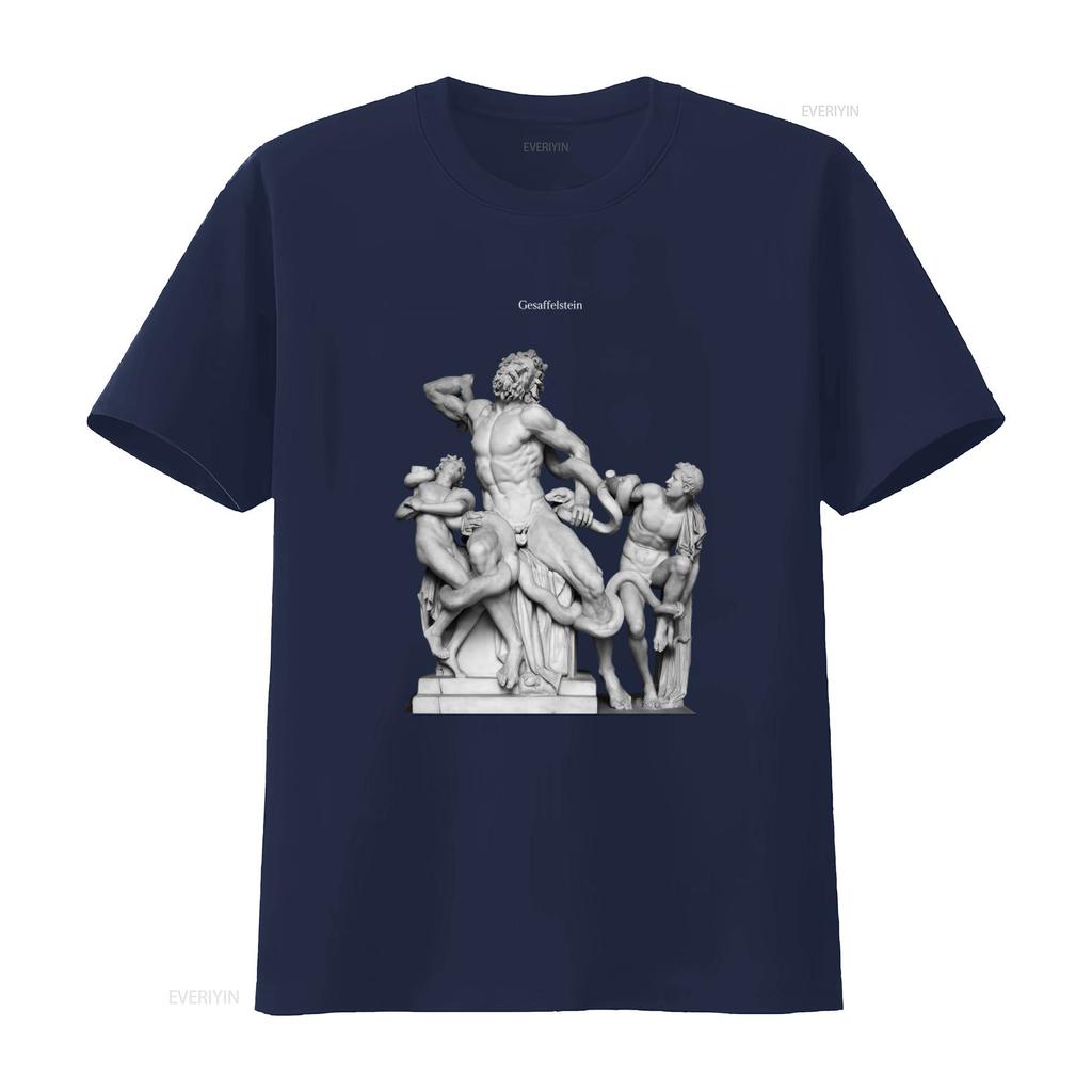 Gesaffelstein Künstlerische Statue Print T-Shirt für Herren Einzigartiges Griechische Mythologie Design Bequemes Baumwollgewebe vintage Gewaschen