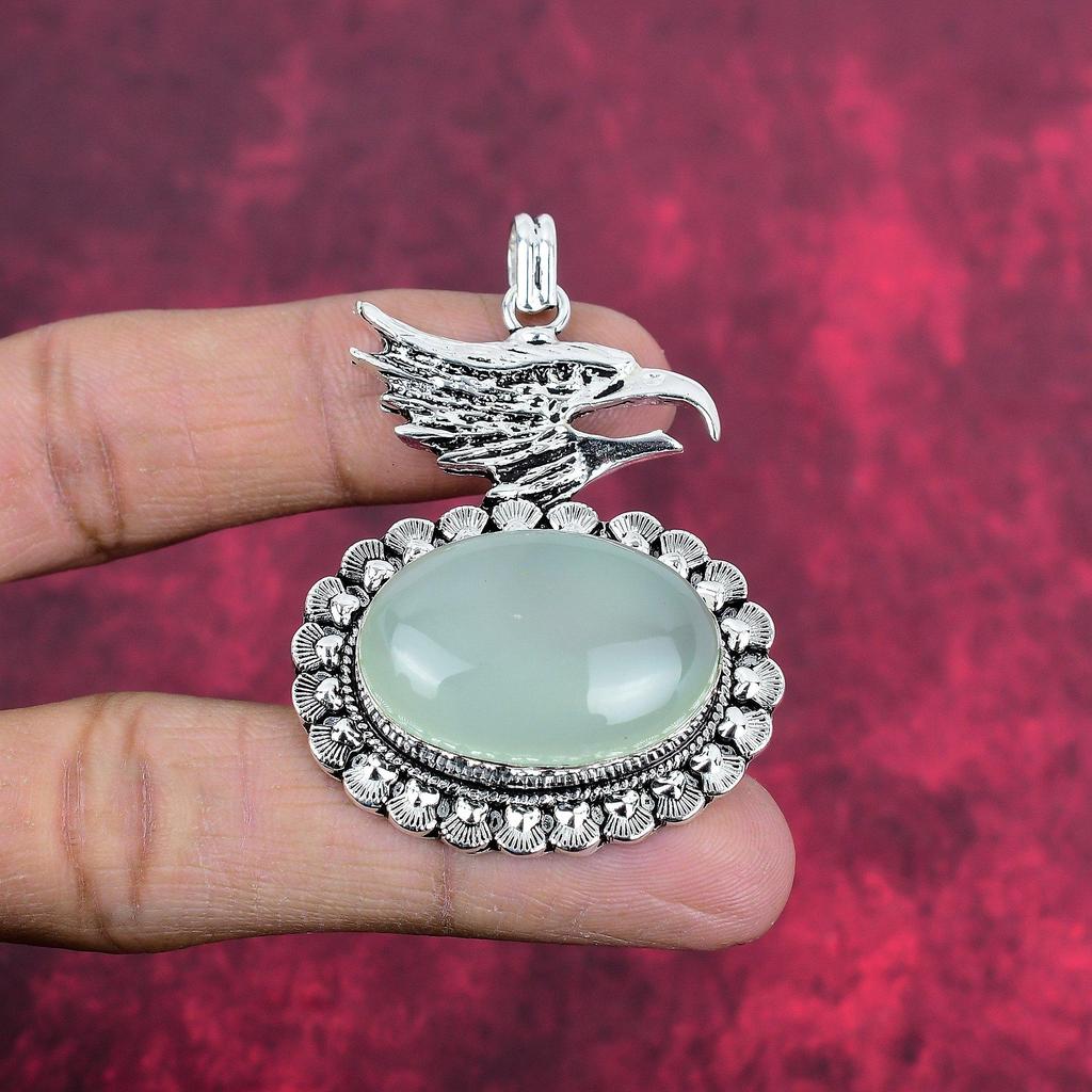 Aqua Chalcedon Ručně vyráběné šperky z drahokamů, 925 Ryzí stříbro Přívěsek Unikátní design Šperky, Pro ženy