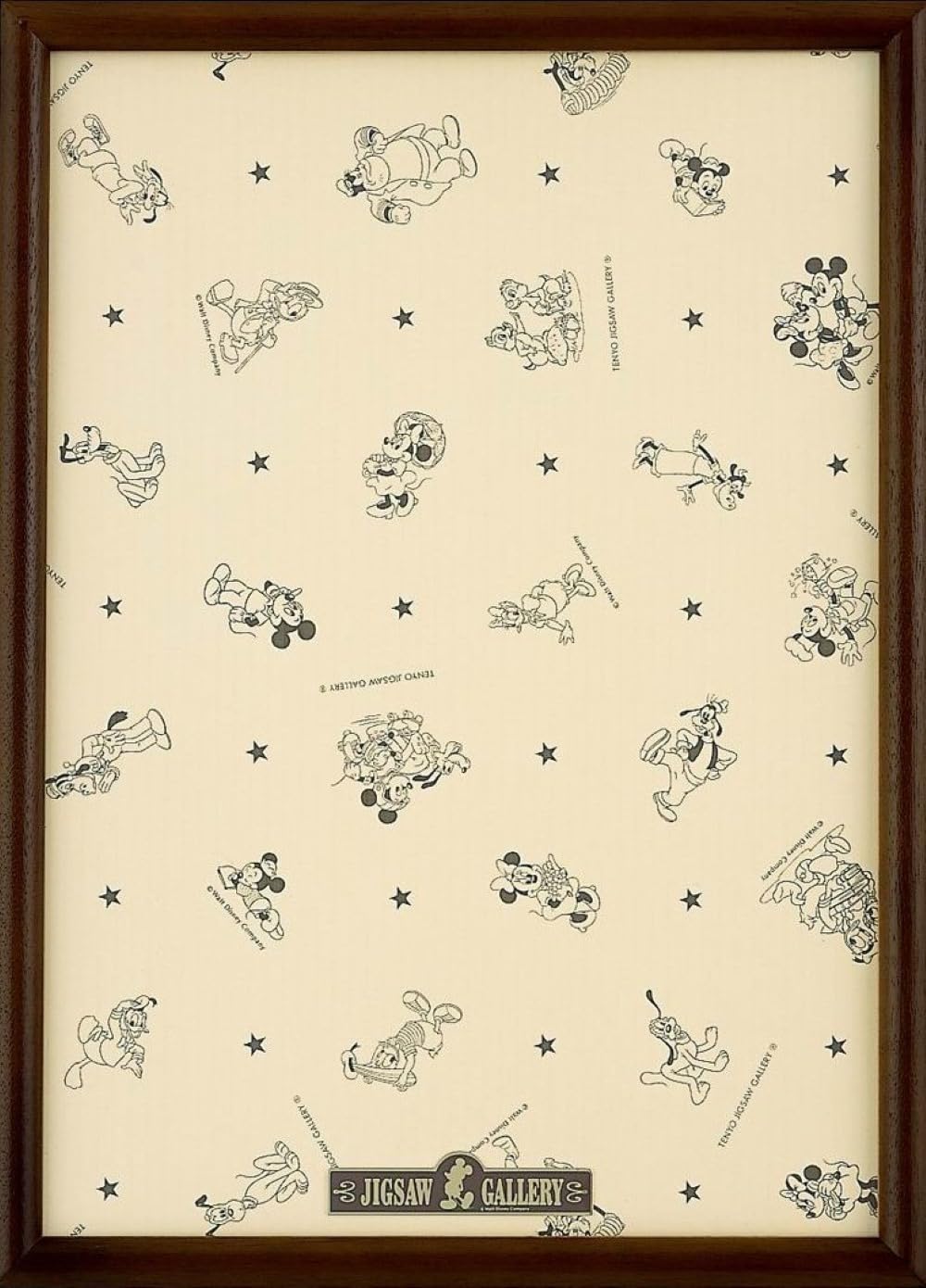 

Tenyo [Made in Japan] Wooden Puzzle Frame, Disney-Exclusive Panel, 300 Pieces, Brown (30.5x43cm), Mickey Emblem Plate, Hanging Cord Included