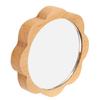 Wood Framed Makeup Mirror Glass Fashionable Handheld Small Round Cosmetic Mirror for Women