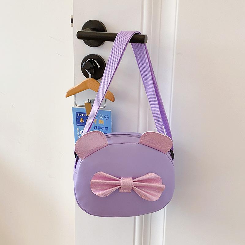

Детская одинарная наплечная сумка с блестящим дизайном банта для девочек, повседневный кошелек фиолетовый