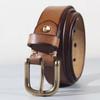 Thick Cowhide Belt Women's Pure Copper Button Top Cowhide All-match Casual Jeans Belt High Quality Retro Luxury Women Belt